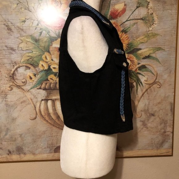 Sz S Watch LA Vintage 90’s Black Denim Vest - Picture 12 of 16
